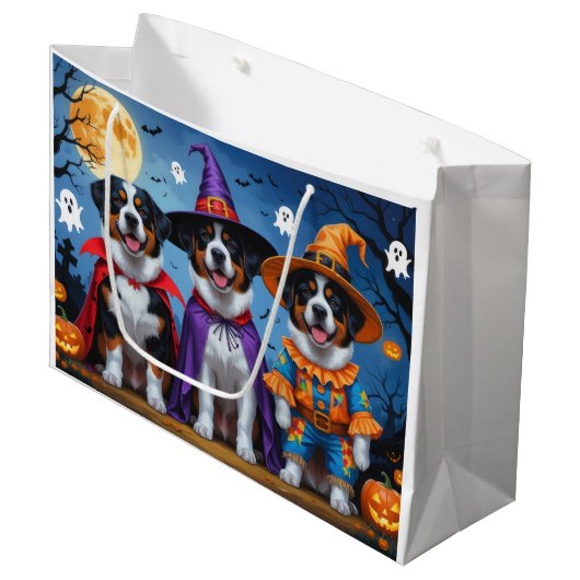Greater Swiss Mountain Dog Pumpkin Halloween Grapp Groot Cadeauzakje (Voorkant Gekanteld)