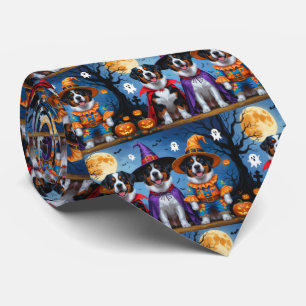 Greater Swiss Mountain Dog Pumpkin Halloween Grapp Stropdas