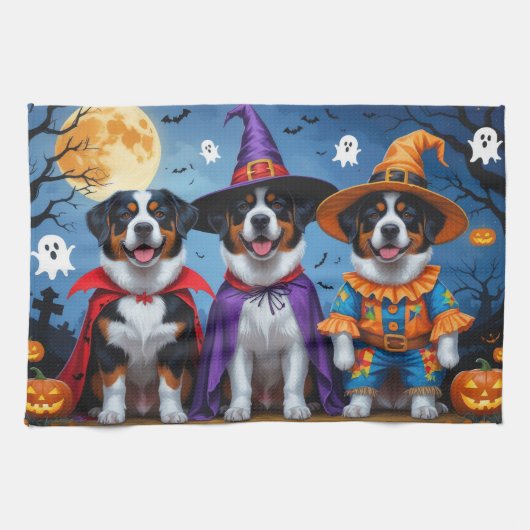 Greater Swiss Mountain Dog Pumpkin Halloween Grapp Theedoek (Horizontaal)