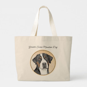 Greater Swiss Mountain Dog Schilderen Originele Ku Grote Tote Bag
