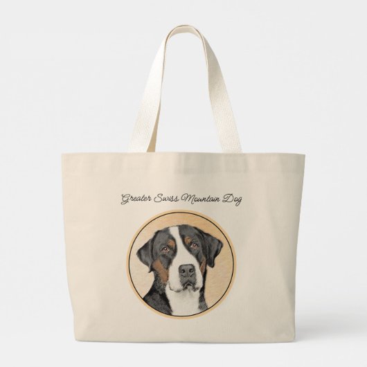 Greater Swiss Mountain Dog Schilderen Originele Ku Grote Tote Bag (Achterkant)