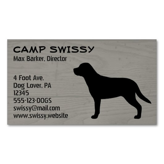 Greater Swiss Mountain Dog Silhouette Swissy Dog Visitekaartje Magneet (Voorkant)