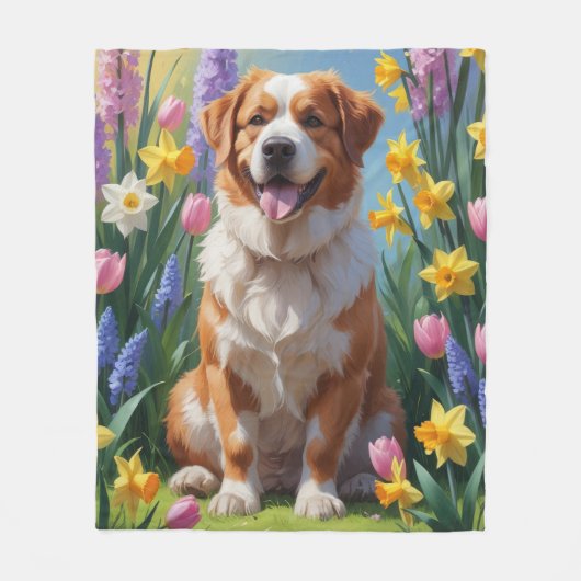 Greater Swiss Mountain Dog Spring Bloemen Schilder Fleece Deken (Voorkant)