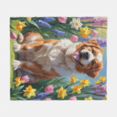 Greater Swiss Mountain Dog Spring Bloemen Schilder Fleece Deken (Voorkant (Horizontaal))