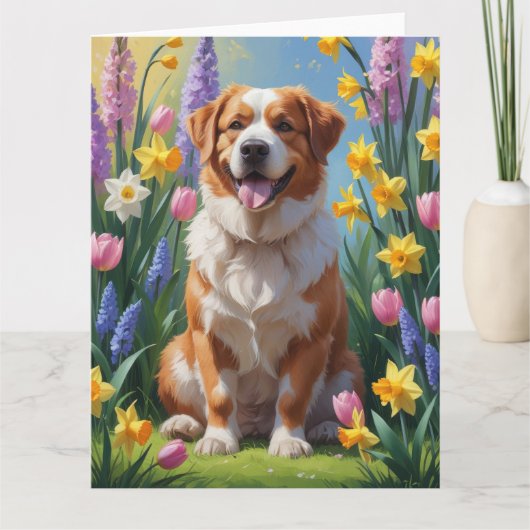 Greater Swiss Mountain Dog Spring Bloemen Schilder Kaart (Voorkant)