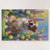 Greater Swiss Mountain Dog Spring Bloemen Schilder Legpuzzel (Horizontaal)