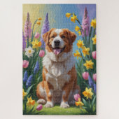 Greater Swiss Mountain Dog Spring Bloemen Schilder Legpuzzel (Verticaal)