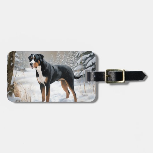 Greater Swiss Mountain Laat het sneeuwen Kerstmis Bagagelabel (Voorkant horizontaal)