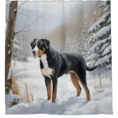 Greater Swiss Mountain Laat het sneeuwen Kerstmis Douchegordijn (Voorkant)