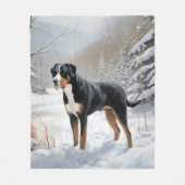 Greater Swiss Mountain Laat het sneeuwen Kerstmis Fleece Deken (Voorkant)