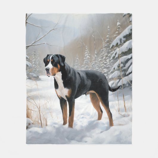 Greater Swiss Mountain Laat het sneeuwen Kerstmis Fleece Deken (Voorkant)