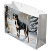 Greater Swiss Mountain Laat het sneeuwen Kerstmis Groot Cadeauzakje (Achterkant Gekanteld)