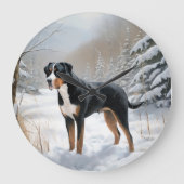 Greater Swiss Mountain Laat het sneeuwen Kerstmis Grote Klok (Voorkant)