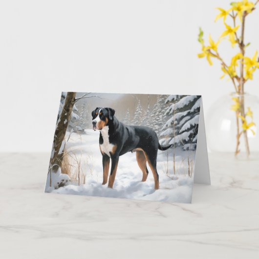 Greater Swiss Mountain Laat het sneeuwen Kerstmis Kaart (Gele Bloem)