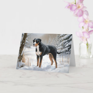 Greater Swiss Mountain Laat het sneeuwen Kerstmis Kaart