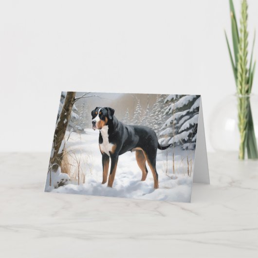 Greater Swiss Mountain Laat het sneeuwen Kerstmis Kaart (Voorkant)