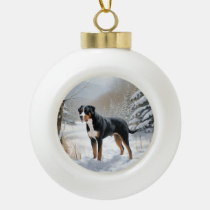 Greater Swiss Mountain Laat het sneeuwen Kerstmis Keramische Bal Ornament