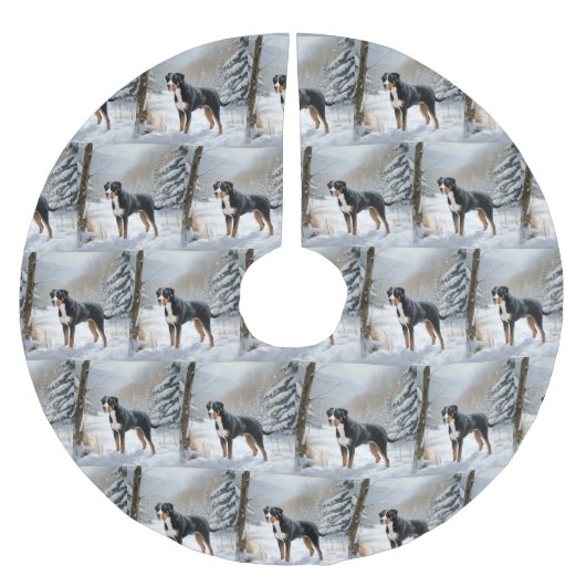 Greater Swiss Mountain Laat het sneeuwen Kerstmis Kerstboom Rok (Voorkant)