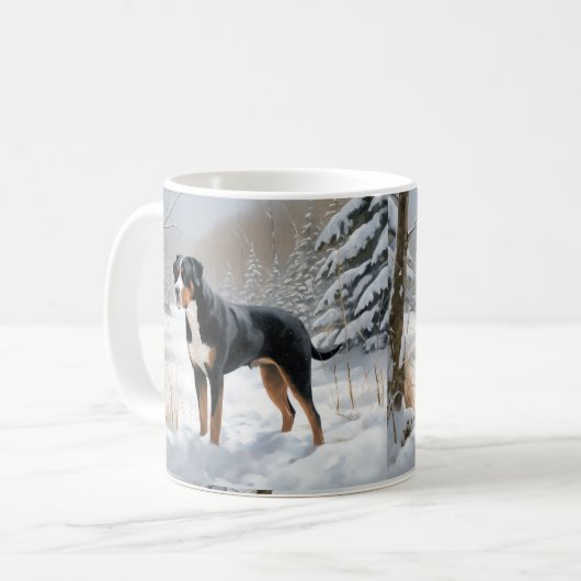 Greater Swiss Mountain Laat het sneeuwen Kerstmis Koffiemok (Voorkant links)