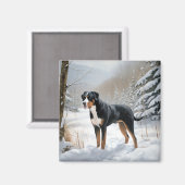 Greater Swiss Mountain Laat het sneeuwen Kerstmis Magneet (Voorkant / Achterkant)