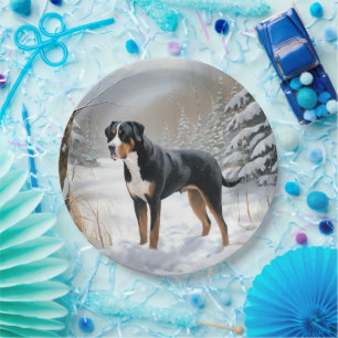 Greater Swiss Mountain Laat het sneeuwen Kerstmis Papieren Bordje