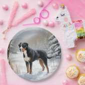 Greater Swiss Mountain Laat het sneeuwen Kerstmis Papieren Bordje (Feest)