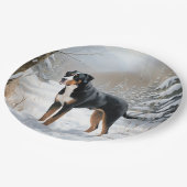 Greater Swiss Mountain Laat het sneeuwen Kerstmis Papieren Bordje (Gekanteld)