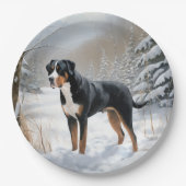 Greater Swiss Mountain Laat het sneeuwen Kerstmis Papieren Bordje (Voorkant)