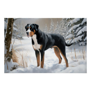 Greater Swiss Mountain Laat het sneeuwen Kerstmis Perfect Poster