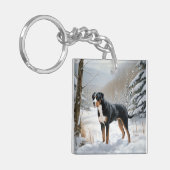 Greater Swiss Mountain Laat het sneeuwen Kerstmis Sleutelhanger (Voorkant Links)