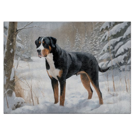 Greater Swiss Mountain Laat het sneeuwen Kerstmis Snijplank (Voorkant)