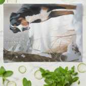 Greater Swiss Mountain Laat het sneeuwen Kerstmis Theedoek (Gevouwen)