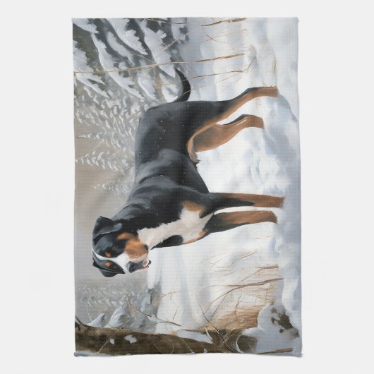 Greater Swiss Mountain Laat het sneeuwen Kerstmis Theedoek (Verticaal)