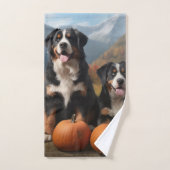 Greater Swiss Mountain Pup herfst Delight pompoen Bad Handdoek (Handdoek)