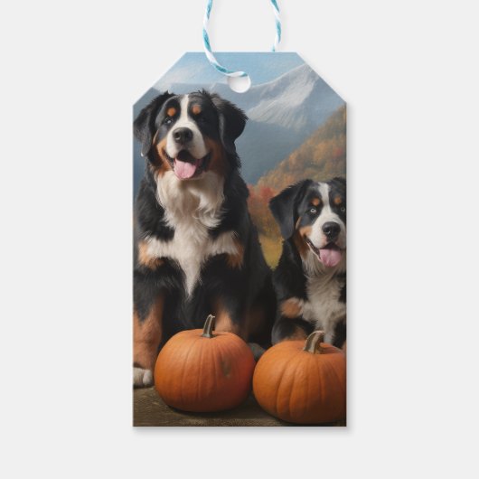 Greater Swiss Mountain Pup herfst Delight pompoen Cadeaulabel (Voorkant)