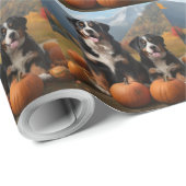 Greater Swiss Mountain Pup herfst Delight pompoen Cadeaupapier (Rol Hoek)