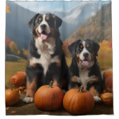 Greater Swiss Mountain Pup herfst Delight pompoen Douchegordijn (Voorkant)
