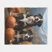 Greater Swiss Mountain Pup herfst Delight pompoen Fleece Deken (Voorkant (Horizontaal))