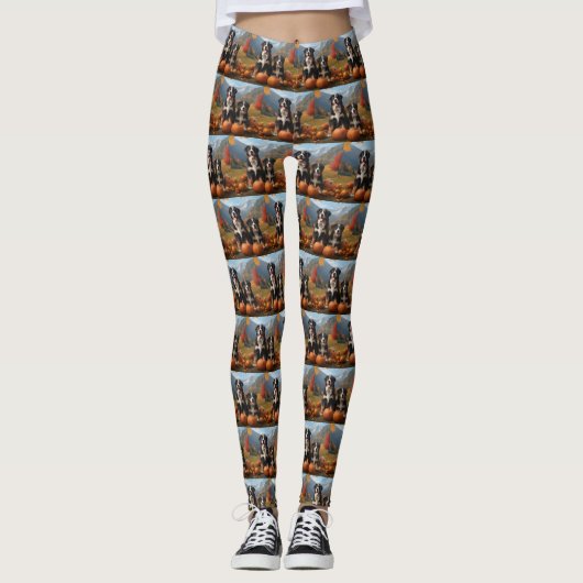 Greater Swiss Mountain Pup herfst Delight pompoen Leggings (Voorkant)