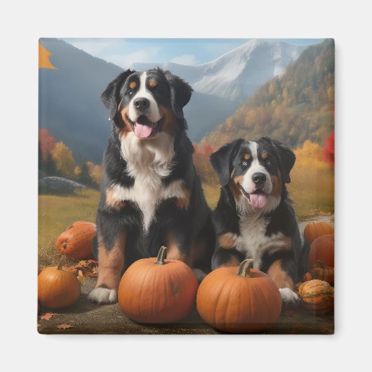 Greater Swiss Mountain Pup herfst Delight pompoen Magneet (Voorkant)