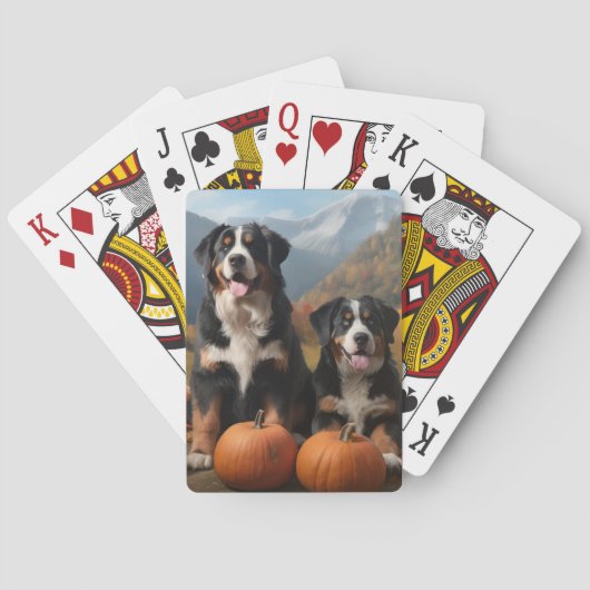 Greater Swiss Mountain Pup herfst Delight pompoen Pokerkaarten (Achterkant)