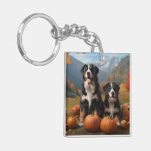 Greater Swiss Mountain Pup herfst Delight pompoen Sleutelhanger (Voorkant Links)