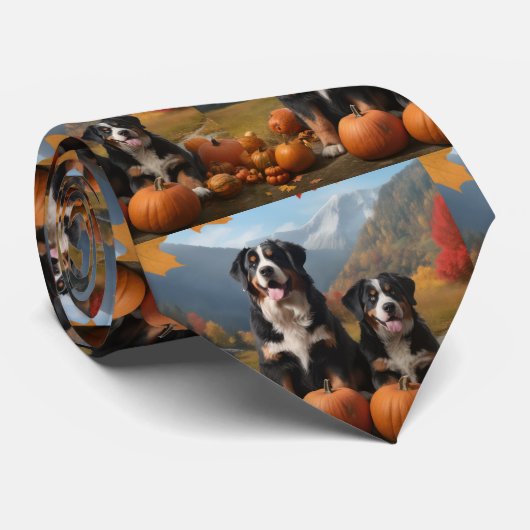 Greater Swiss Mountain Pup herfst Delight pompoen Stropdas (Opgerold)