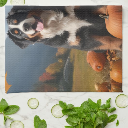 Greater Swiss Mountain Pup herfst Delight pompoen Theedoek (Gevouwen)