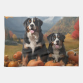 Greater Swiss Mountain Pup herfst Delight pompoen Theedoek (Horizontaal)