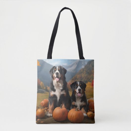 Greater Swiss Mountain Pup herfst Delight pompoen Tote Bag (Voorkant)
