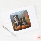 Greater Swiss Mountain Pup herfst Delight pompoen Vierkante Sticker (Envelop)