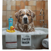 Greater Swiss Mountain Sloppy Sleepy Schattige Fun Douchegordijn (Voorkant)