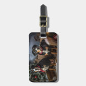 Greater Swiss Mountain Snowy Sleigh Kerstmis Bagagelabel (Voorkant verticaal)