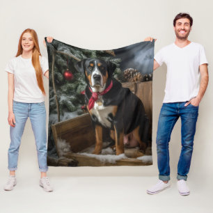 Greater Swiss Mountain Snowy Sleigh Kerstmis Fleece Deken